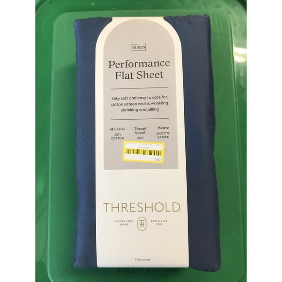 Queen 400 Thread Count‎ Performance Flat Sheet Metallic Blue - Threshold: Cotton - Picture 1 of 2